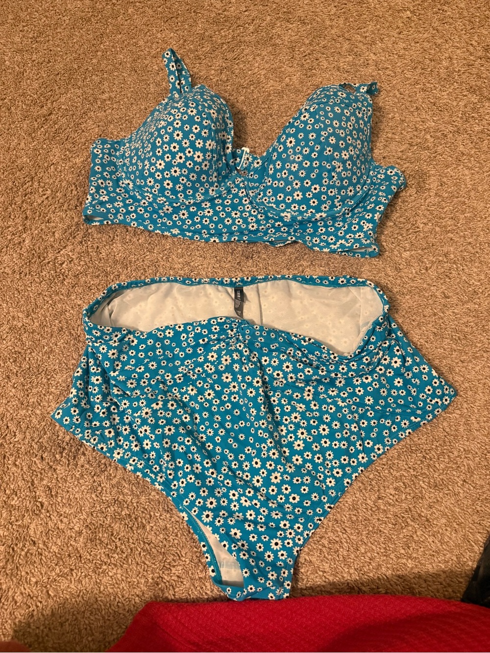 Torrid 2-Piece Bikini Swim Set Blue Daisy Floral Skirted Swimsuit Size 3